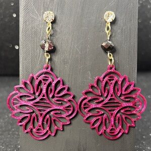 Gold and Burgundy Color Shift, Filigree Earrings